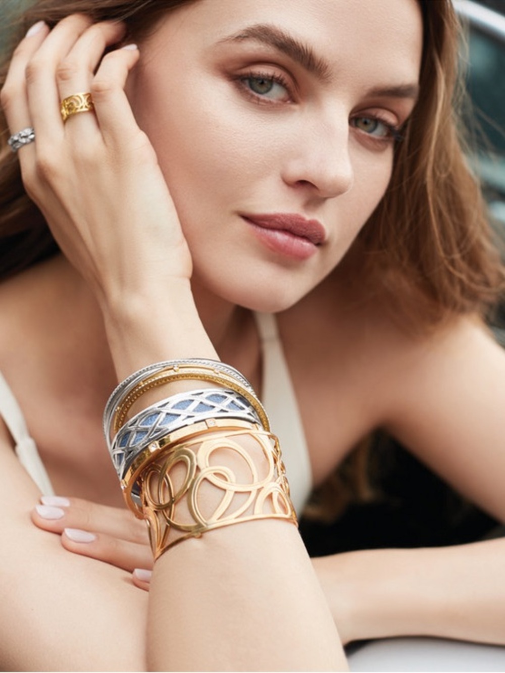 BRIGHTON Christo Vienna Wide Cuff Bracelet in Gold • Open Adjustable Versatile